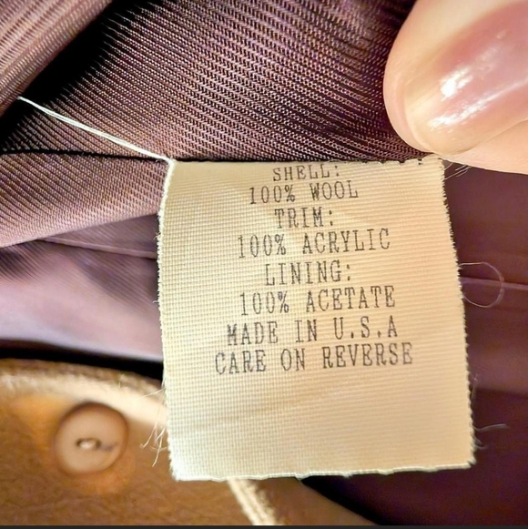 John Caruana Women's vintage tan brown wool coat with faux fur collar size 6 - Picture 5 of 8